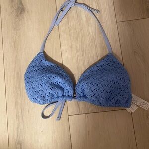 Blue Hollister Crochet Bikini Top